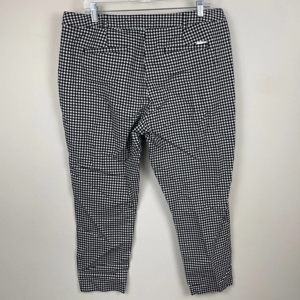 MICHAEL Michael Kors Gingham Cropped Pants Women's Size 14 Black White Check